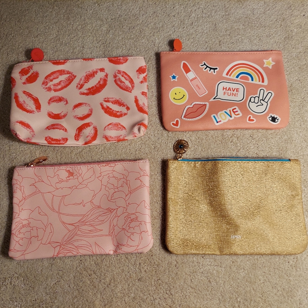 Set of 4 Zippered Ipsy Makeup Bags